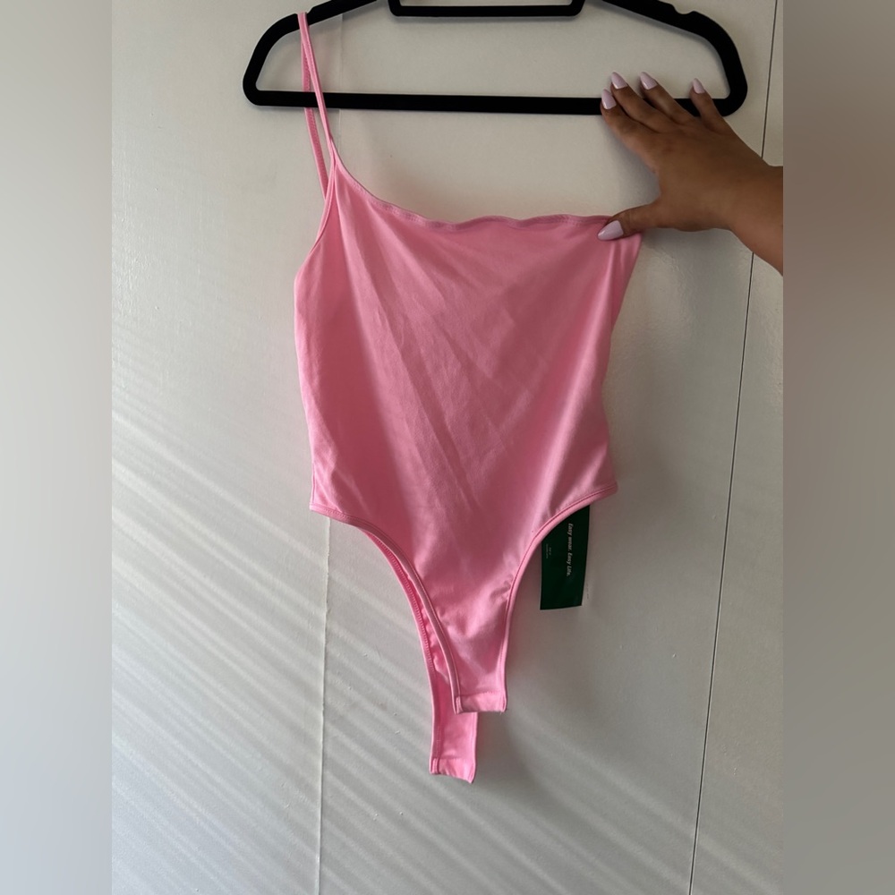 SHEIN Pink One Shoulder Bodysuit